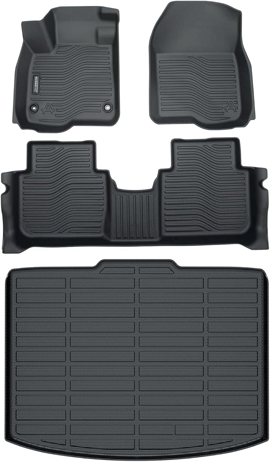 All Weather Floor Mats Fits for Honda CR-V 2023 2024 2025 (Include Hybrid) TPE Rubber Liners Accessory for Honda CRV 2023 2024 2025 Odorless Anti-Slip Mats Black