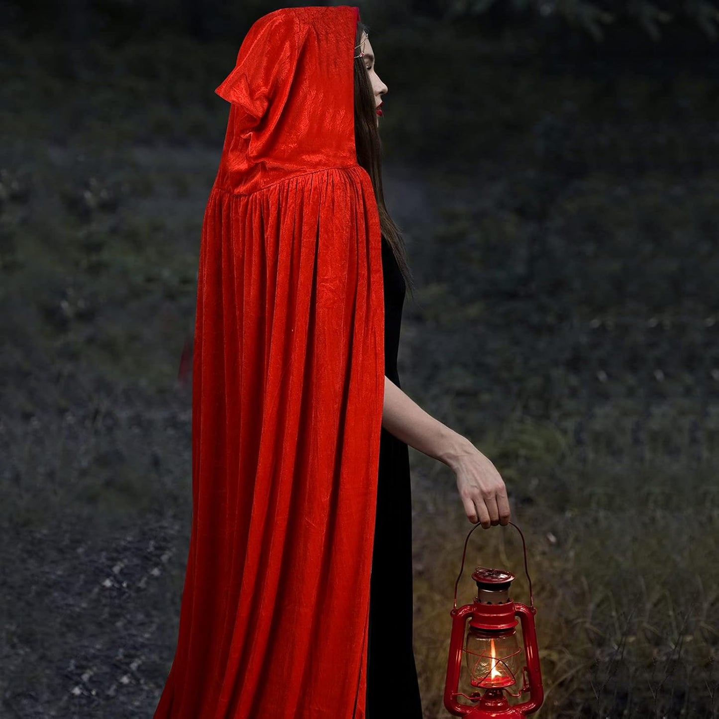 Hooded Cloak Velvet Robe Cape for Halloween Cosplay Costumes, Unisex