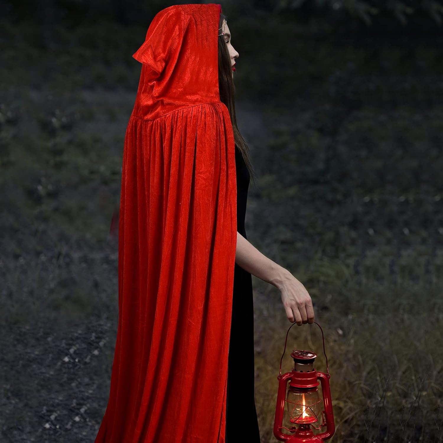 Hooded Cloak Velvet Robe Cape for Halloween Cosplay Costumes, Unisex