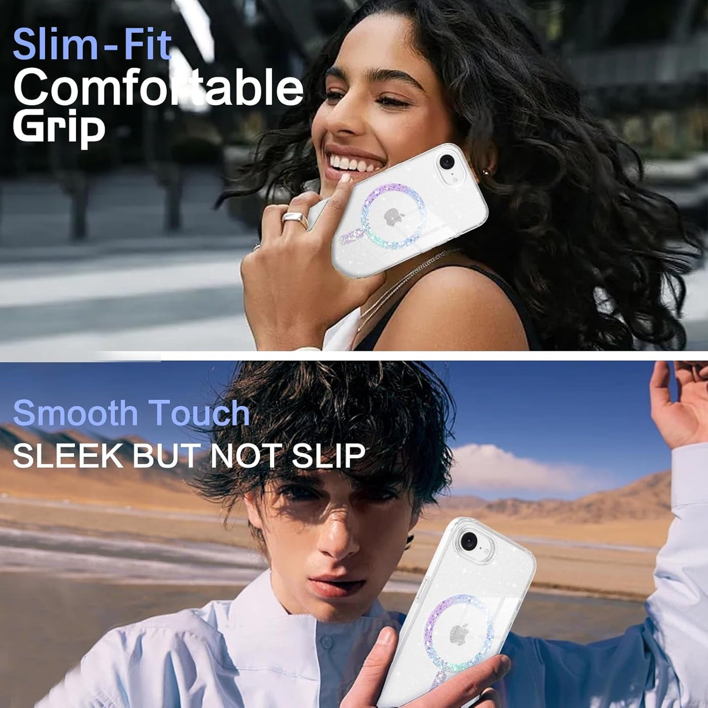 for Iphone 16E Case, for Iphone SE 4(2025), Clear Crystal Glitter Phone Case, [Compatible with Magsafe Accessories] Sparkly Cute Women Girl Clear Cover for Iphone 16E 6.1", Clear Glitter