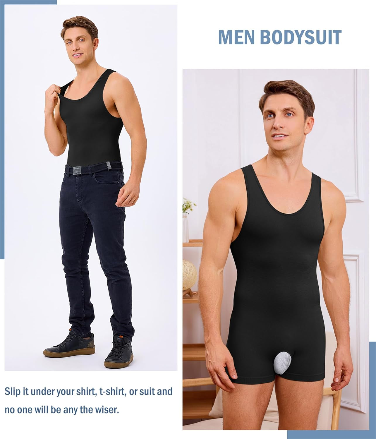 Mens Full Body Shaper Slimming Shirt Tummy Control Shapewear Sleeveless Compression Bodysuit Fajas Para Hombres