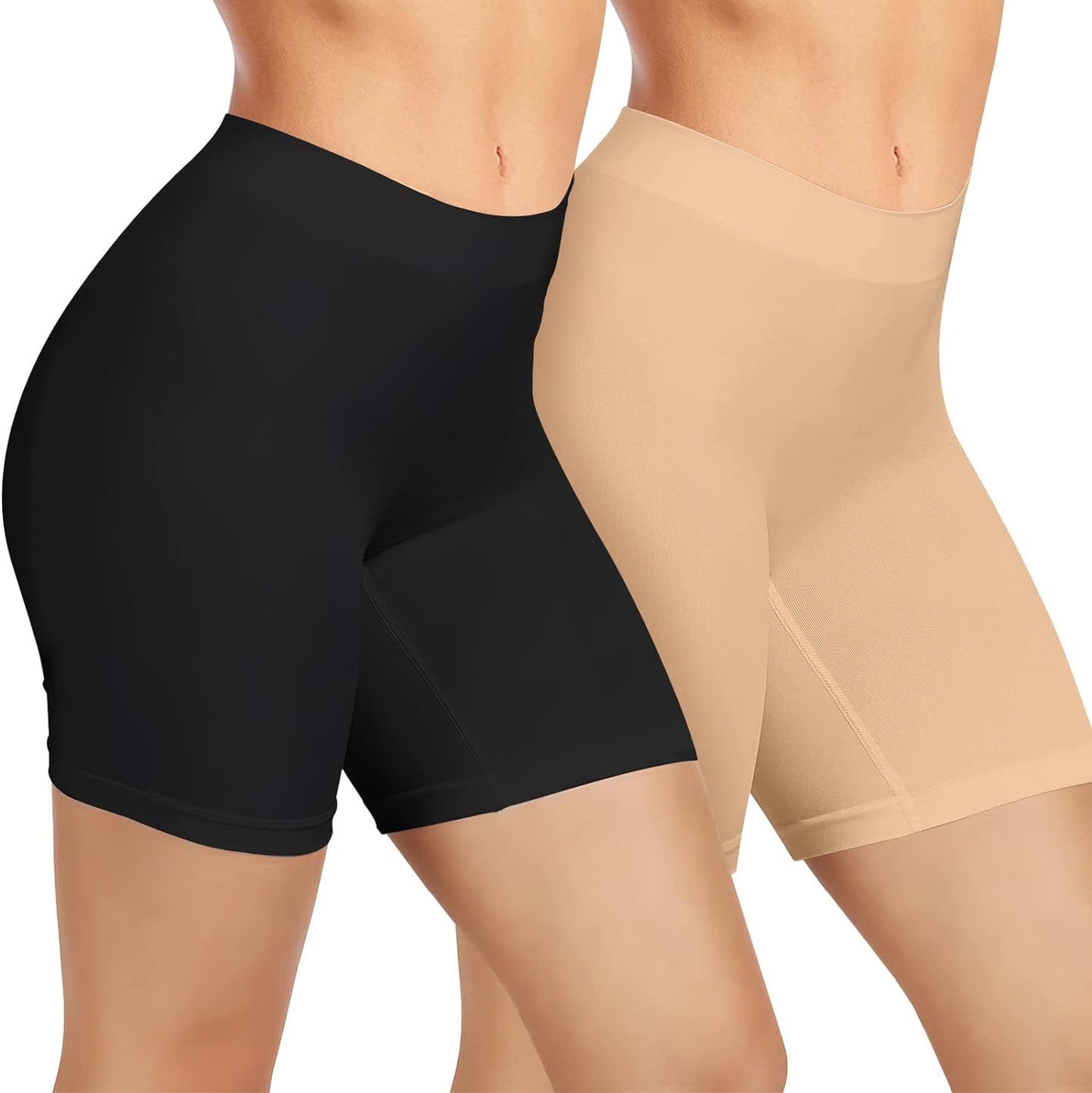 2-4Pcs anti Chafing Shorts Women, Seamless Slip Shorts for under Dresses, Smooth Spandex Biker Shorts for Yoga Workout