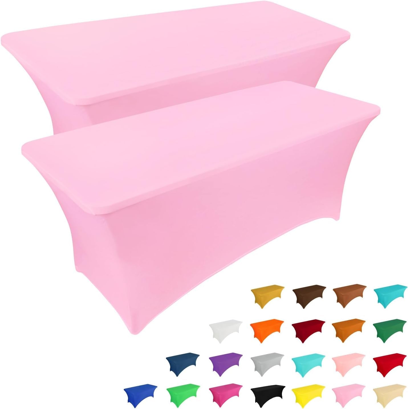 2 Pack 6FT Table Cloth for Rectangular Fitted Events Stretch Black Table Covers Washable Table Cover Spandex Tablecloth Table Protector for Party, Wedding, Cocktail, Banquet, Festival
