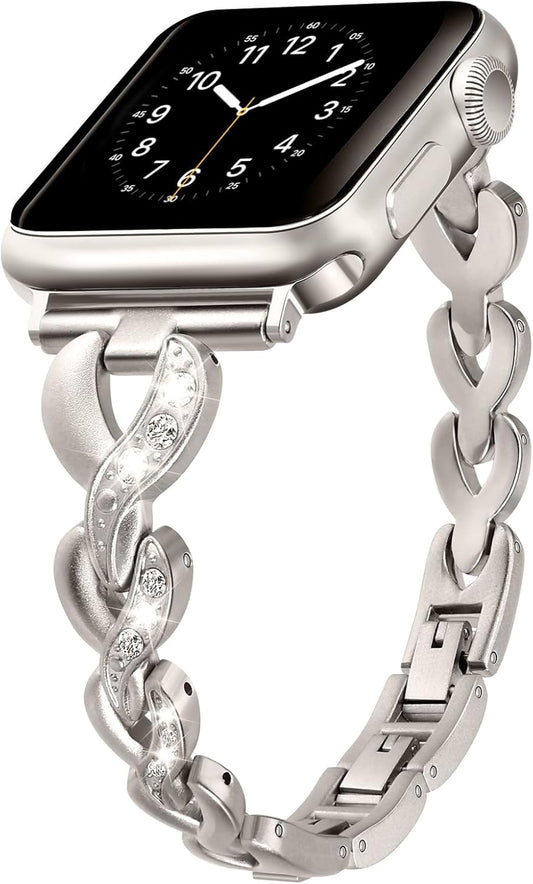 Bling Band Compatible with Apple Watch Band 49Mm 46Mm 45Mm 44Mm 42Mm Women Dressy Jewelry Bracelet for Iwatch Ultra Series 10/9/8/7/SE/6/5/4/3/2/1