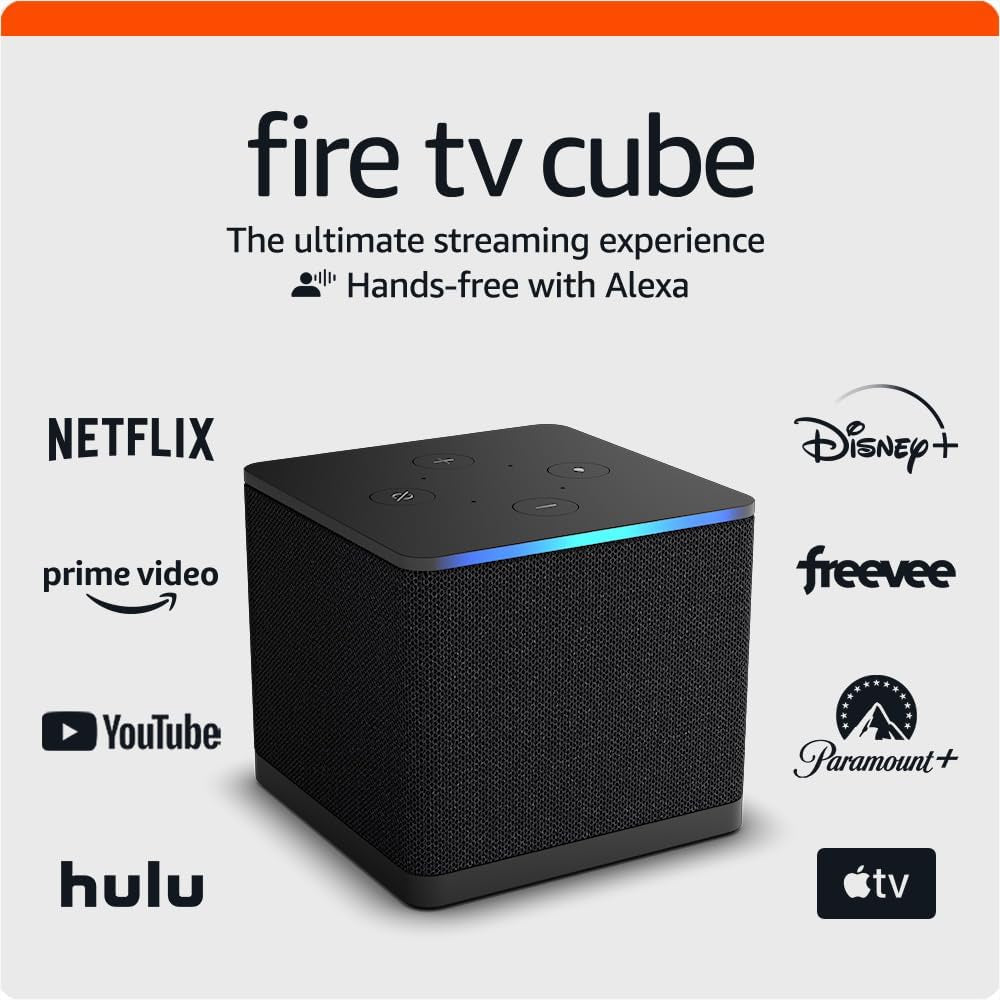 Fire TV Cube, Hands-Free Streaming Device with Alexa, Wi-Fi 6E, 4K Ultra HD