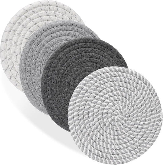 7" Trivets for Hot Dishes, Hot Pots and Pans, 4 Heat Resistant Hot Pads, Pot Holders for Kitchen, Hot Plate Mats for Kitchen Countertops, Table, Home Essentials, Farmhouse Decor
