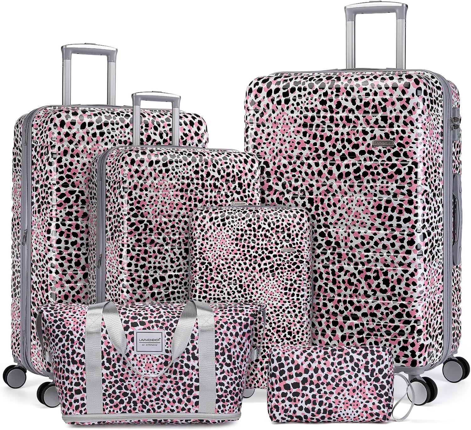 Luggage Sets 3 Piece, Hardside 20 in Carry on Luggage Airline Approved PC+ABS Suitcase Set with Spinner Wheels TSA Lock, Lightweight Rolling Suitcase for Men and Women, Leopard
