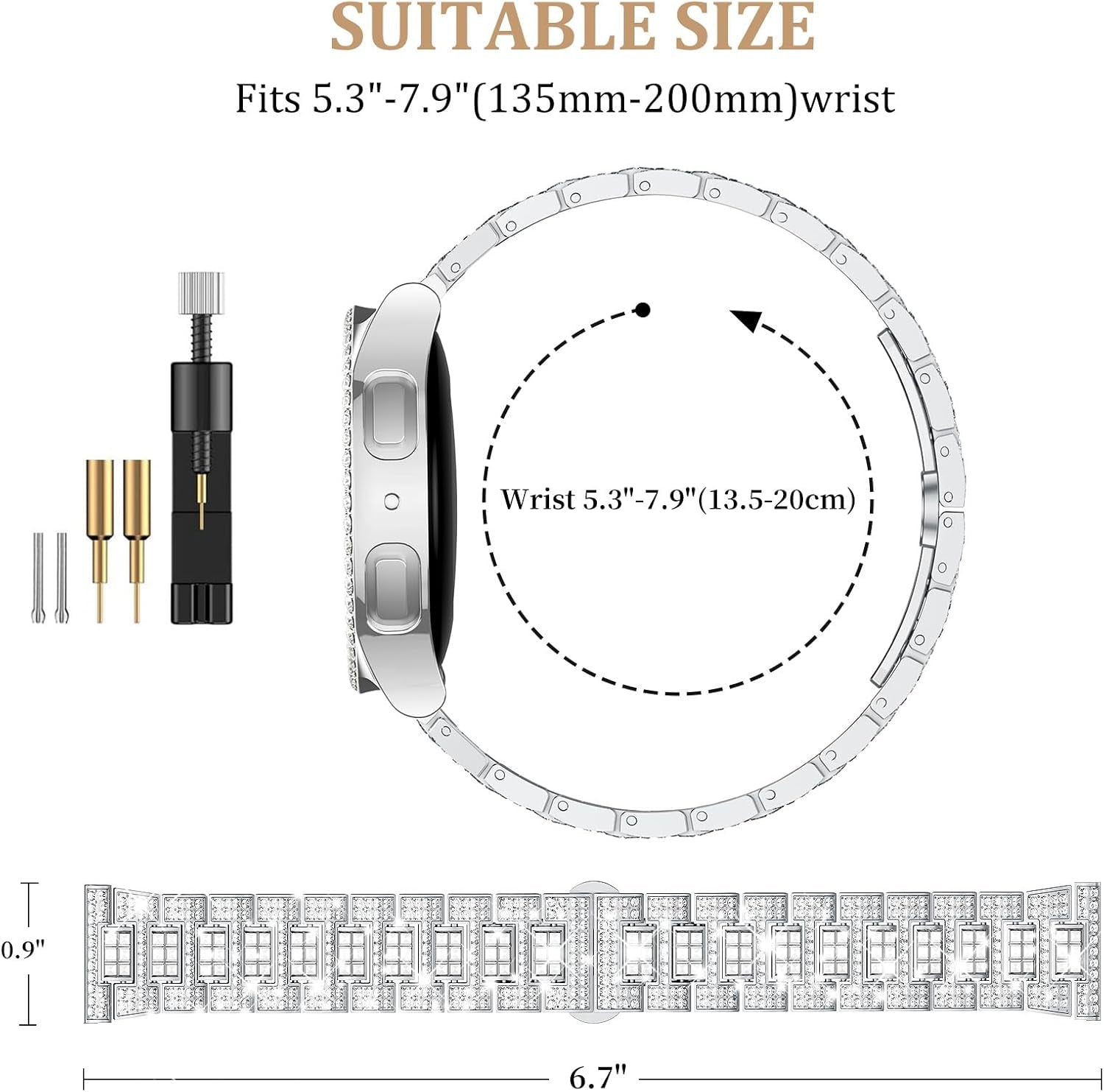 Compatible for Apple Watch Band with Screen Protector Case, Jewelry Replacement Band 45Mm 44Mm 42Mm 41Mm 40 Mm 38Mm 2 Pack Bling Protective Cover for Iwatch Series 9/8/7/6/5/4/3/2/1/SE Women