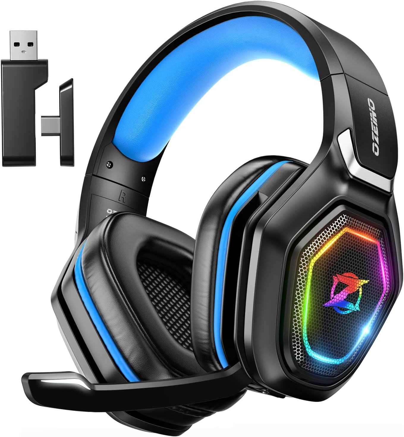 2.4Ghz Wireless Gaming Headset for PC, Ps5, Ps4 - Lossless Audio USB & Type-C Ultra Stable Gaming Headphones with Flip Microphone, 40-Hr Battery Gamer Headset for Switch, Laptop, Mobile, Mac