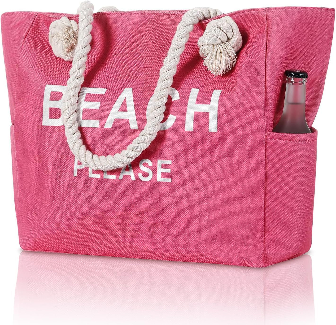 Large Canvas Beach Tote Bag with Zipper Women Swim, Travel, Shopping, Gym and Beach Holiday Cruise Essentials