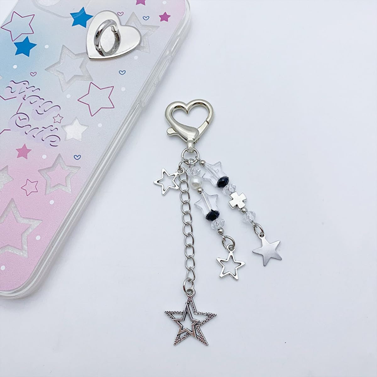 Cute Keychain Aesthetic Y2K Keychain Accessories Heart Butterfly Strawberry Bear Key Chain for Keys Bags Women Gifts