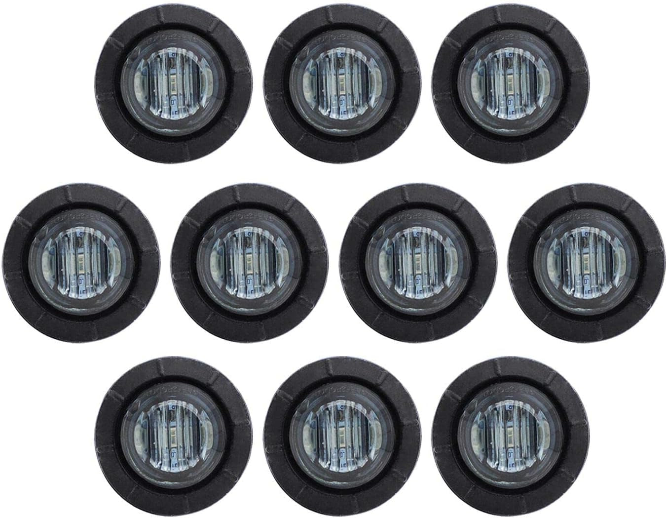 50 Pcs 3/4 Inch Mount Amber 3 LED Mini round Trailer Side Marker Indicator Lights Clearance Button Signal Lamps Universal for Trucks Lorry Boat Pickup Bus Caravan RV Waterproof Sealed Bulbs 12V DC