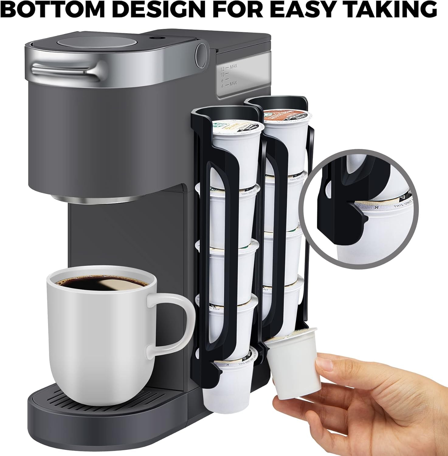 K Cup Holder for Keurig: Coffee Pod Holder for Counter Small Space - Kcup Holders for Wall Mount (2, Black)