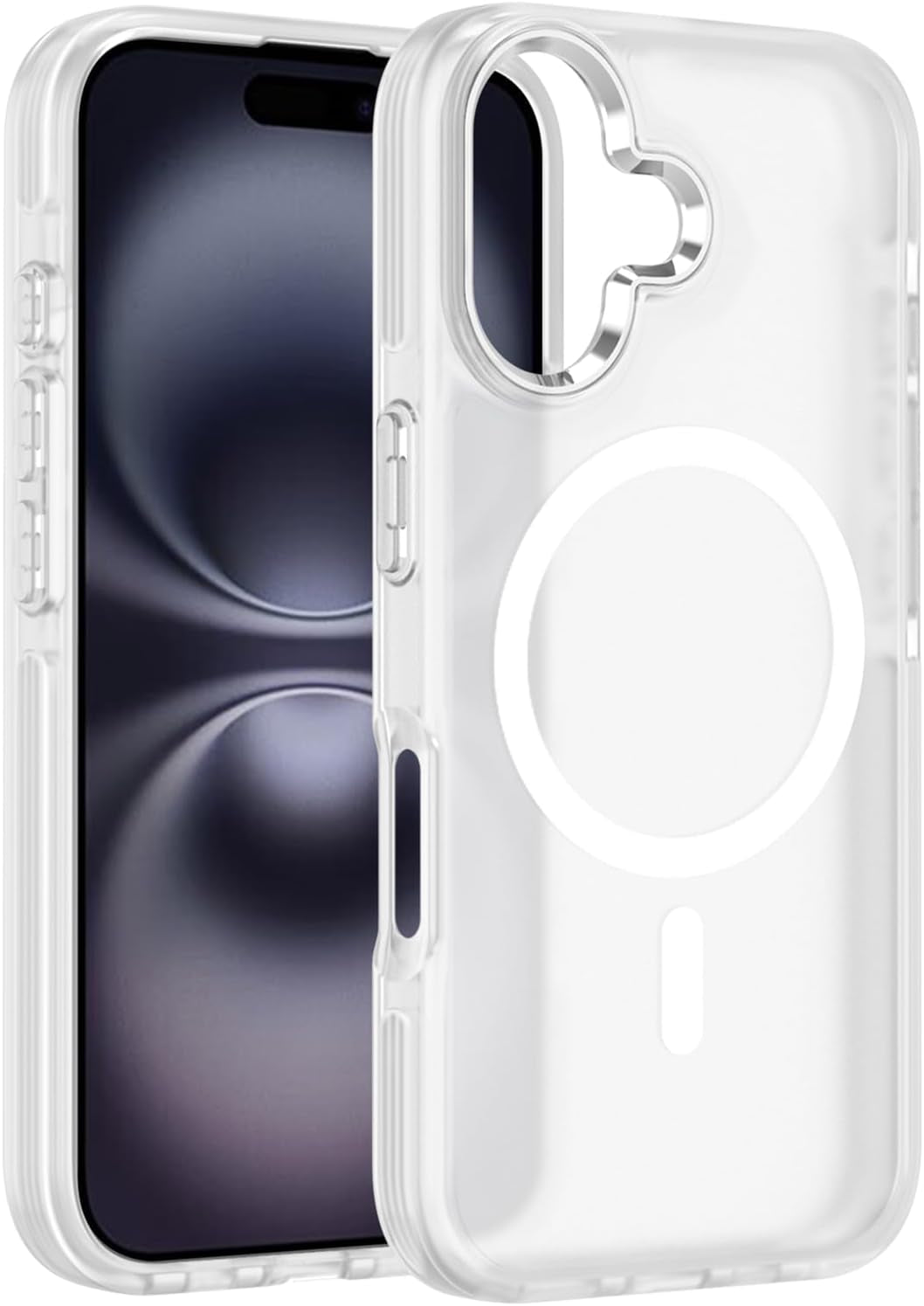 2025 New Magnetic for Iphone 16E Case,Compatible with Magsafe,Military Grade Drop Tested, Shockproof Matte Translucent Hard Back Slim Protective Case.Black Magnetic Circle.