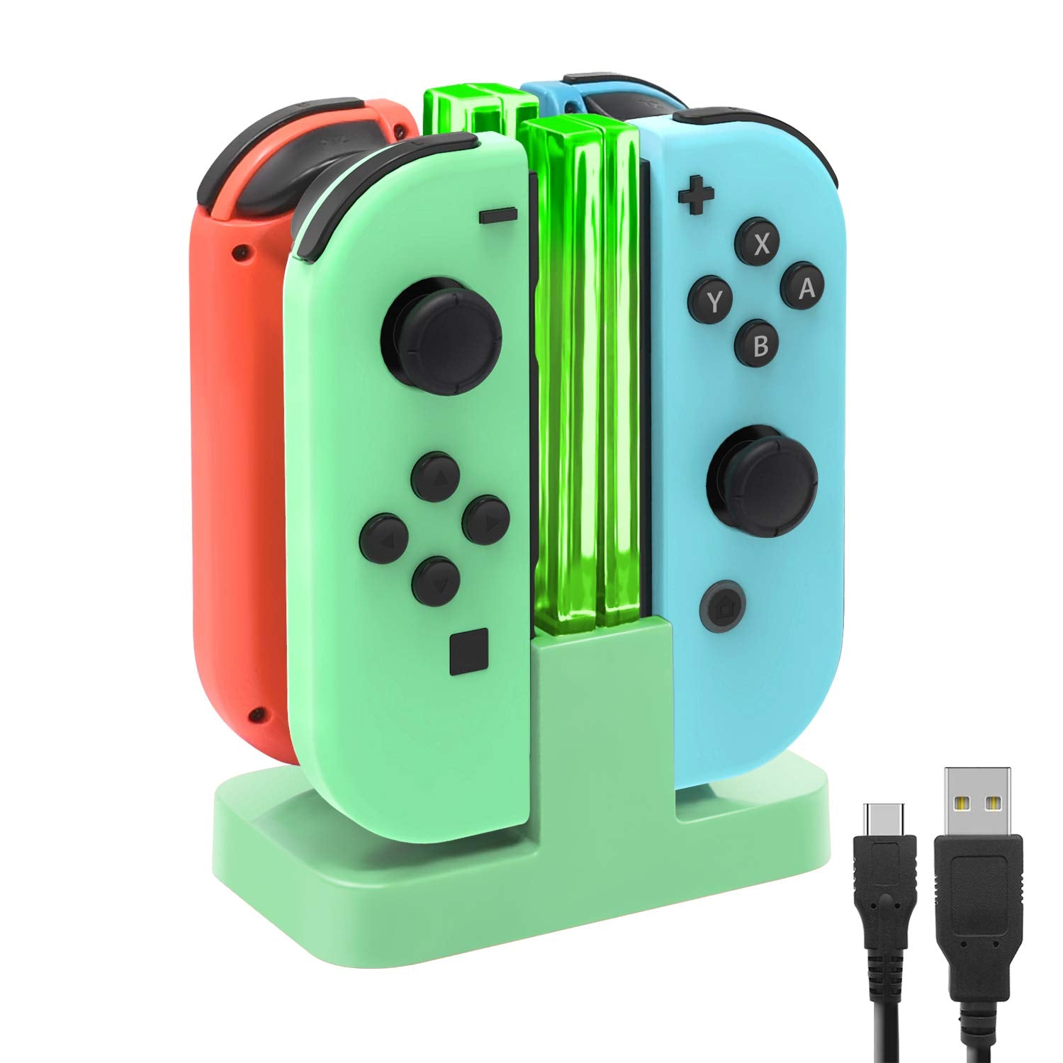 Charging Dock Compatible with Nintendo Switch for Joy Con & OLED Model Controller with Lamppost LED Indication, Charger Stand Station with Charging Cable