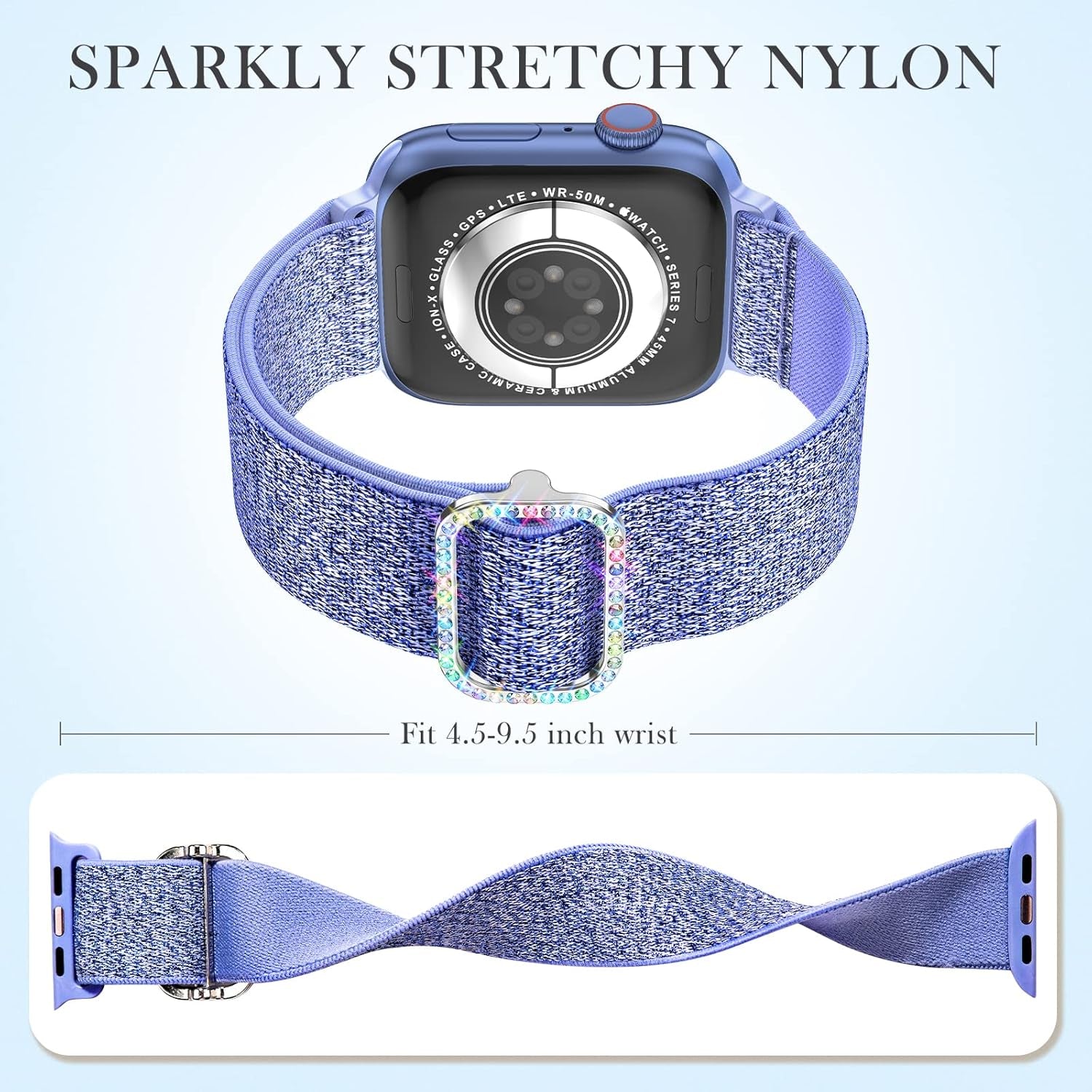 Waterproof Case and Glitter Stretchy Bands Compatible with Apple Watch Series 10 42Mm