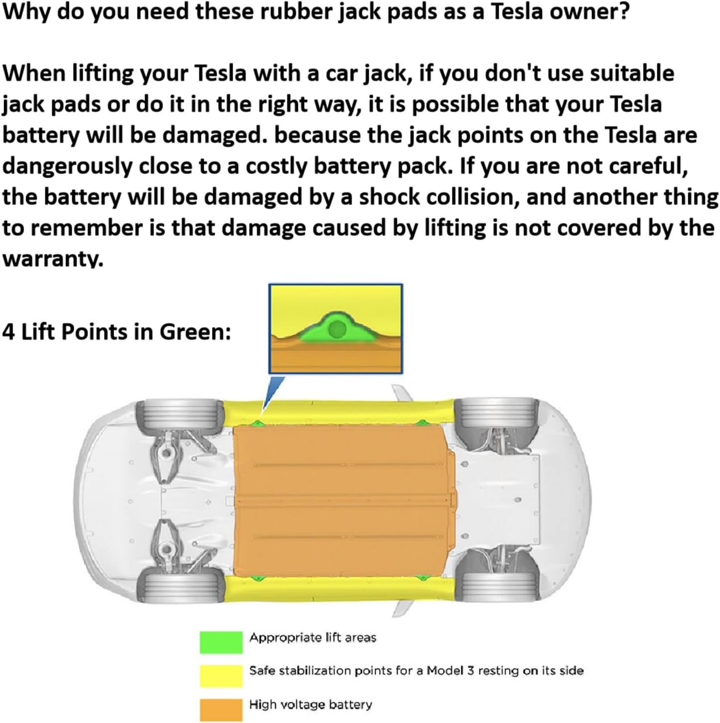 Odor-Free Jack Pads Compatible with Tesla Model S/3/X/Y Lift Pucks Tesla Accessories Battery & Chassis Protector Rubber Adapter Tool with Portable Storage Box & Gloves, for Tesla with 25 MM Socket