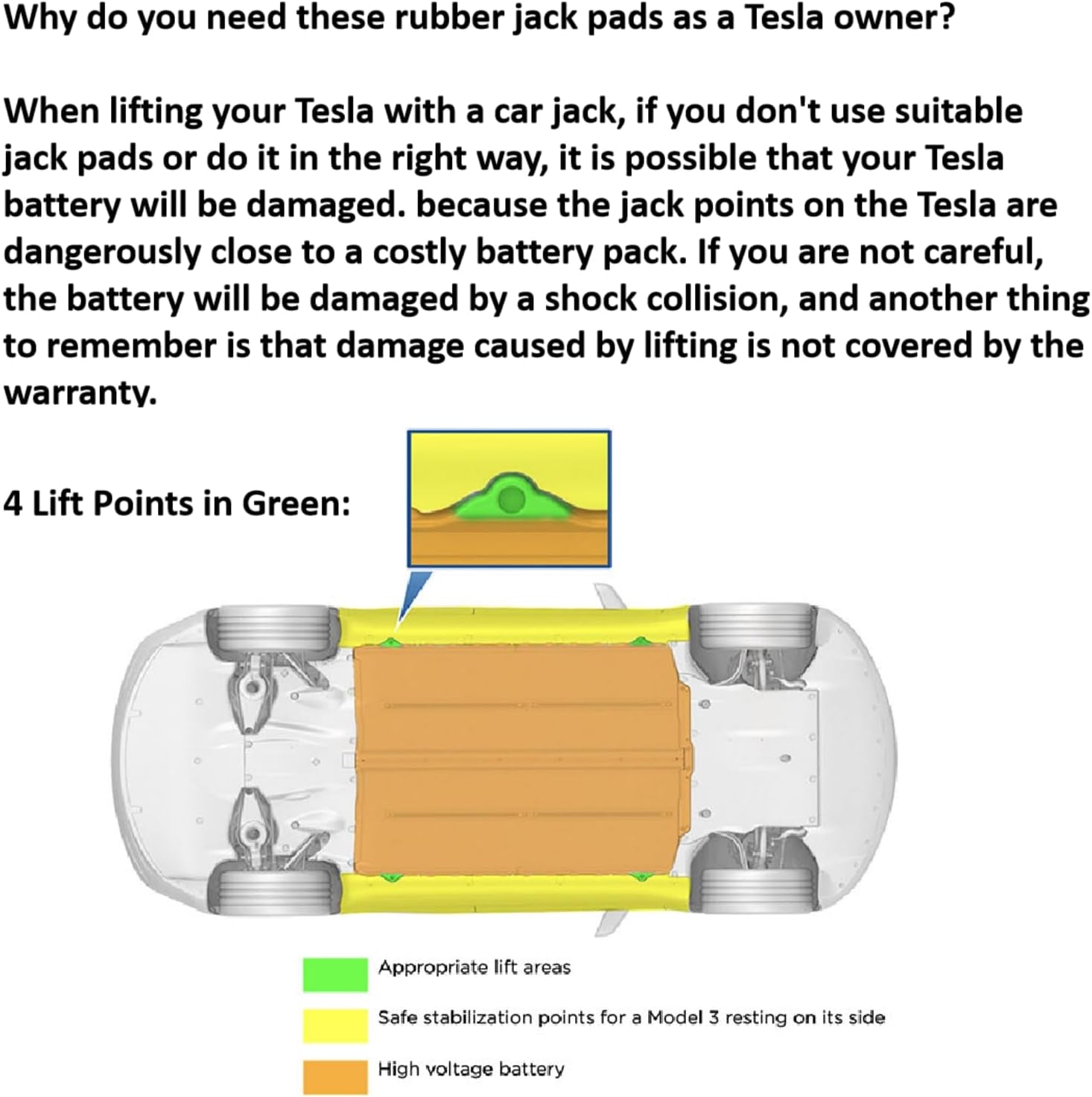 Odor-Free Jack Pads Compatible with Tesla Model S/3/X/Y Lift Pucks Tesla Accessories Battery & Chassis Protector Rubber Adapter Tool with Portable Storage Box & Gloves, for Tesla with 25 MM Socket