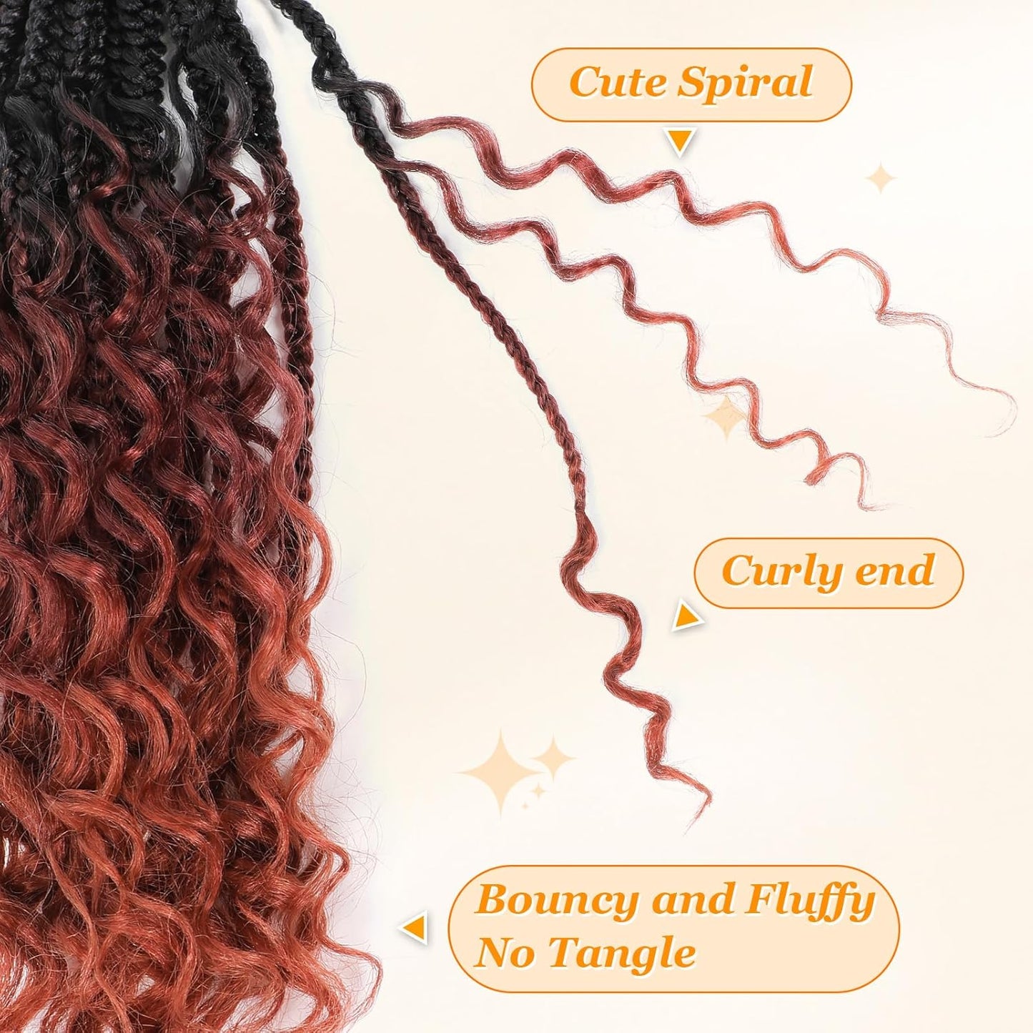 Goddess Box Braids Crochet Hair 10 Inch Boho Crochet Box Braids with Curly Ends, 9 Packs Bohomian Box Braids Crochet Hair for Black Women Pre Looped Box Braids Crochet Hair (10Inch,1B/530/350)