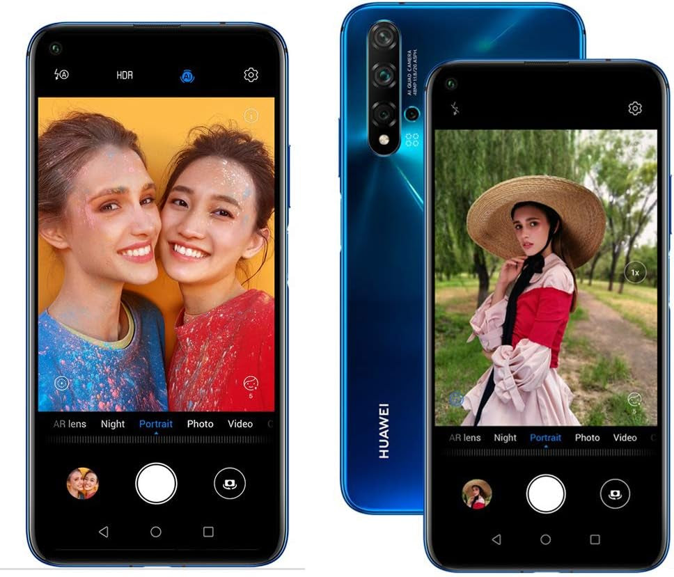 Nova 5T (128GB, 6GB) 6.26" LCD, Kirin 980, 48MP Quad Camera, 22.5W Fast Charge, Dual SIM GSM Unlocked Global 4G LTE International EU Plug with US Adapter (Black)