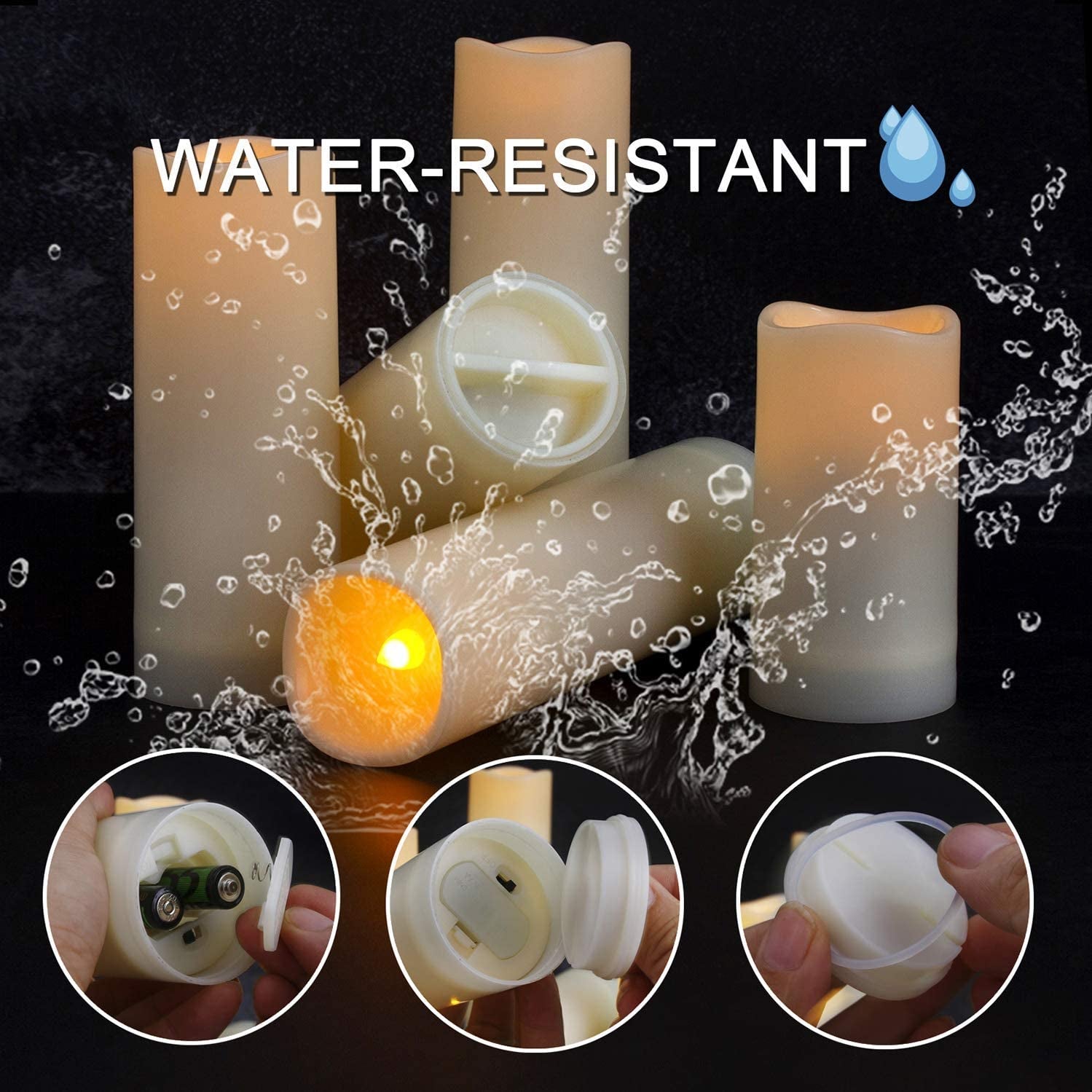 Flameless LED Candles with 10-Key Remote & Timer, Outdoor Indoor Waterproof Battery Operated Candles for Home/Birthday/Wedding/Holiday Décor, Exquisite Set of 12 (D2.2'' X H4''/5''/6''/7'')