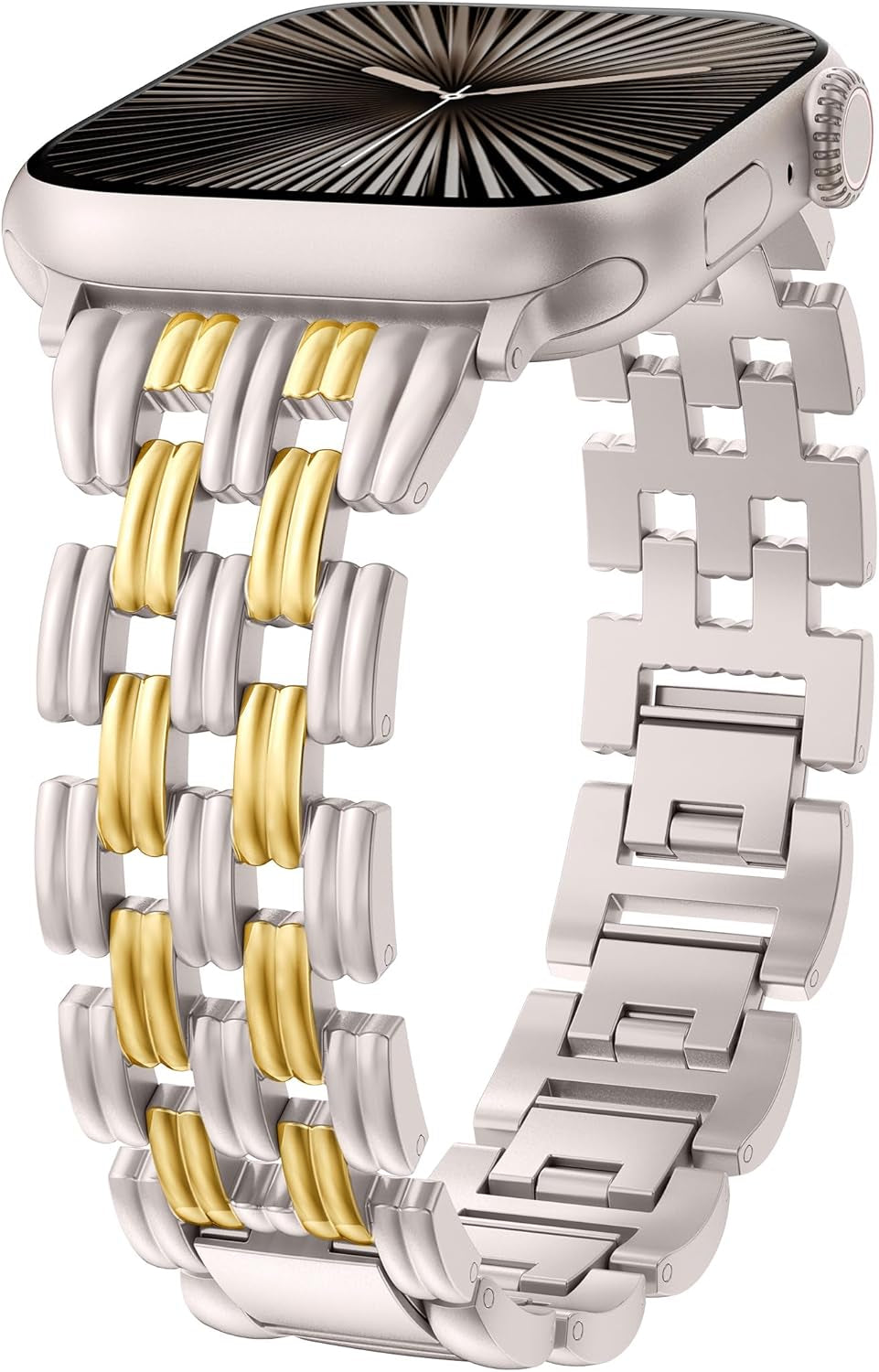 Compatible with Apple Watch Band 42/41/40/38/44/45/46/49Mm Women, Dressy Basketweave Metal Pretty Strap Designer Gold Silver Link Bracelet Wristband for Iwatch Series 10 9 8 7 6 5 4 3 Ultra SE