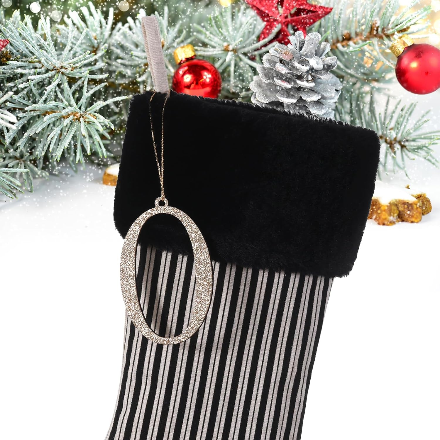 Gold Monogram Christmas Ornament,Personalized Initial Xmas Tree Ornament,Xmas Stocking Tag(Letter A)