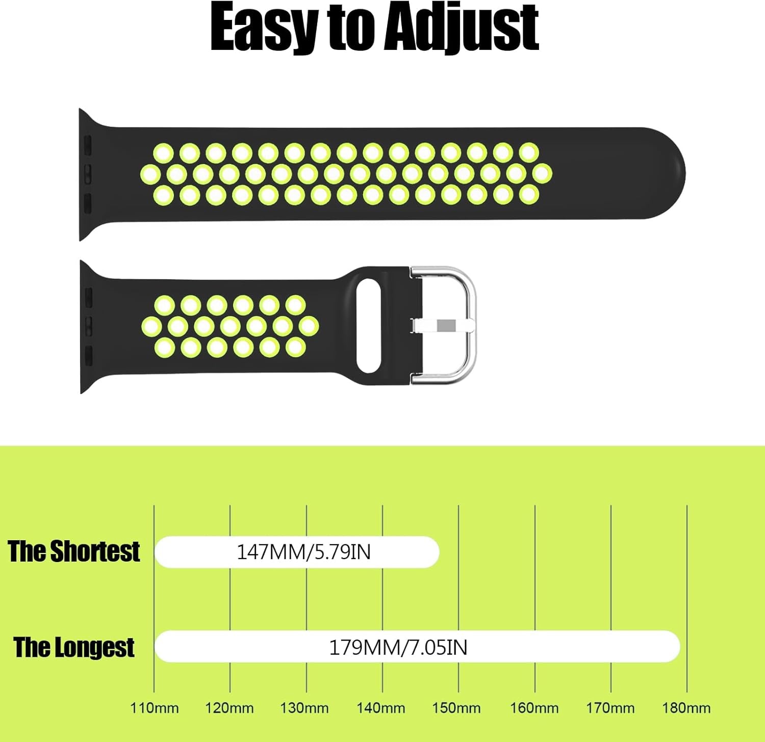Band Compatible with Watch Band 38Mm 40Mm 41Mm for Men Women Breathable Soft Silicone Sports Replacement Strap for Watch SE Series 8 7 6 5 4 3 - Black Yellow