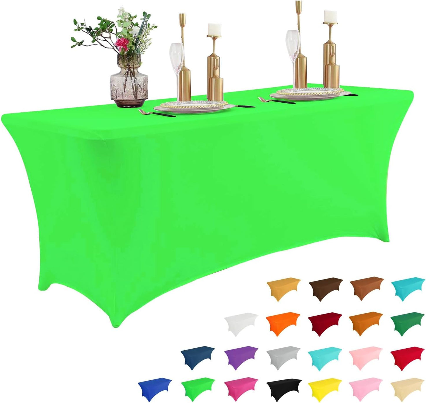 2 Pack 6FT Table Cloth for Rectangular Fitted Events Stretch Black Table Covers Washable Table Cover Spandex Tablecloth Table Protector for Party, Wedding, Cocktail, Banquet, Festival