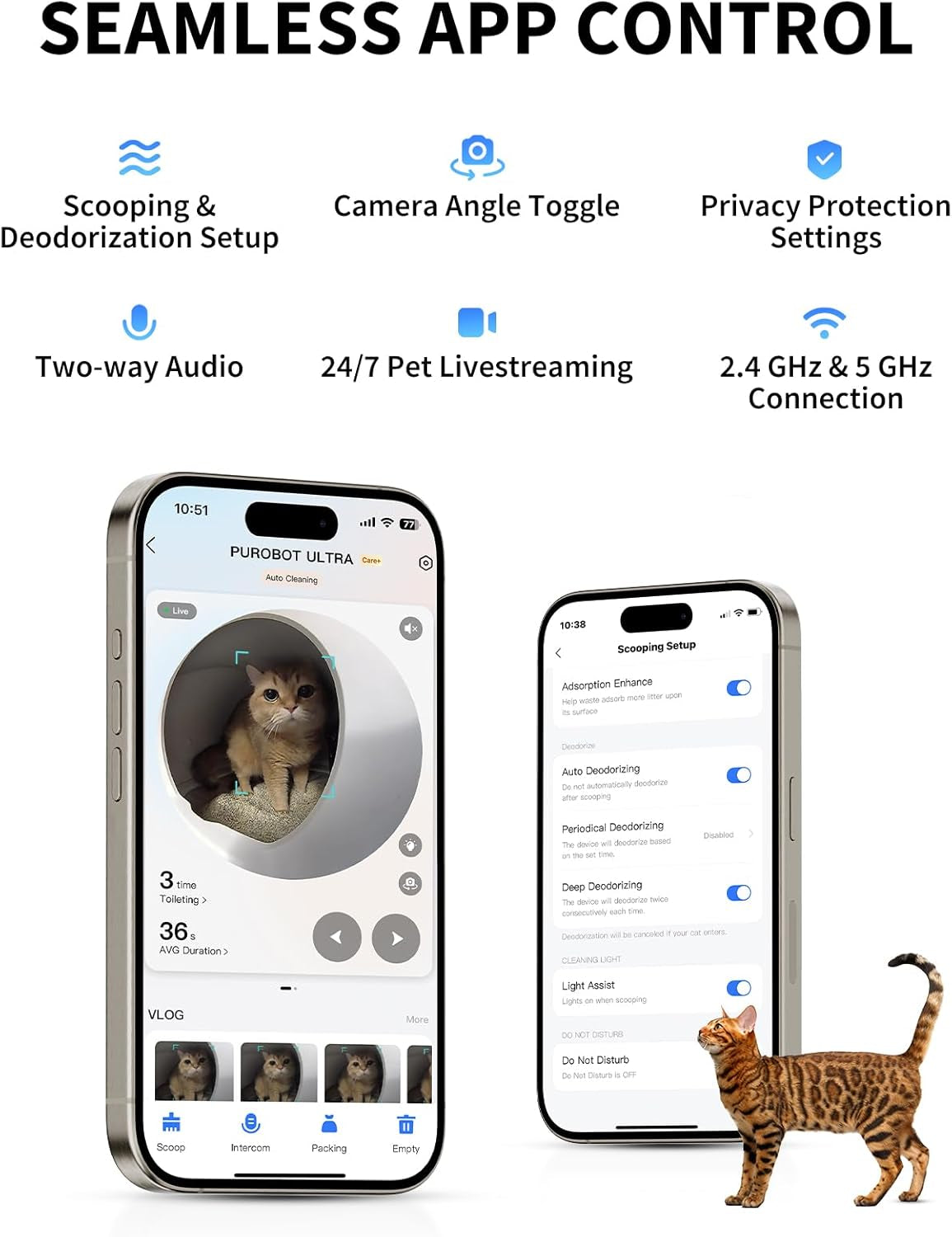 2025 New Purobot Ultra Self-Packing & Ai-Powered Camera Automatic Cat Litter Box, 5G Wifi Self Cleaning Cat Litter Box, True Hands-Free Auto Scooping Cat Litter Box