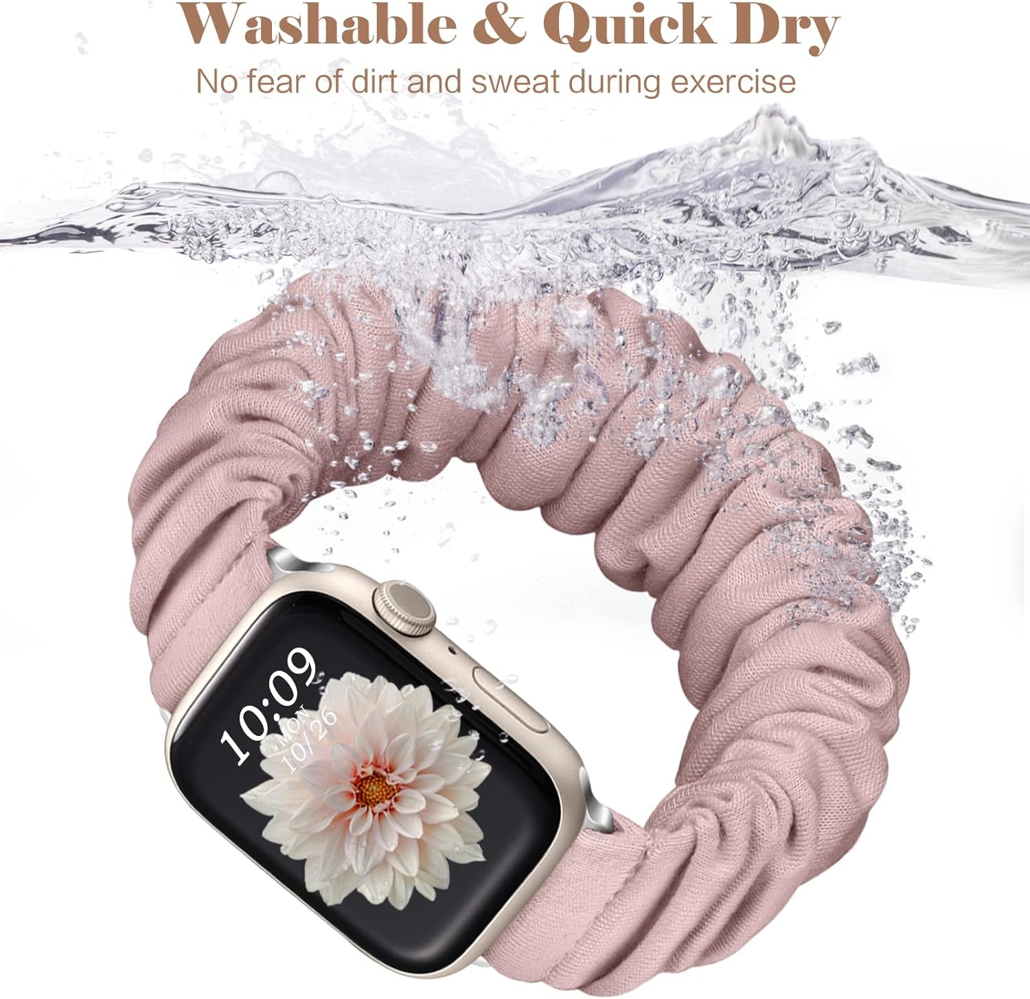 5 Pack Scrunchie Bands Compatible with Apple Watch Band 38Mm 40Mm 41Mm 42Mm 44Mm 45Mm 49Mm for Women, Cute Fabric Scrunchy Adjustable Elastic Strap for Iwatch SE Ultra Series 8 7 6 5 4 3 2 1