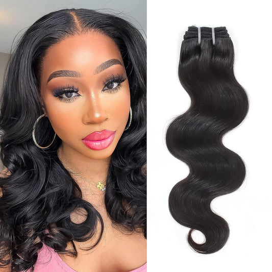 Body Wave Bundles Human Hair 12 Inch 12A Human Hair Bundles 100% Unprocessed Brazilian Virgin Hair Weave 1 Bundles Deals Human Hair Natural Black Color (12Inch)