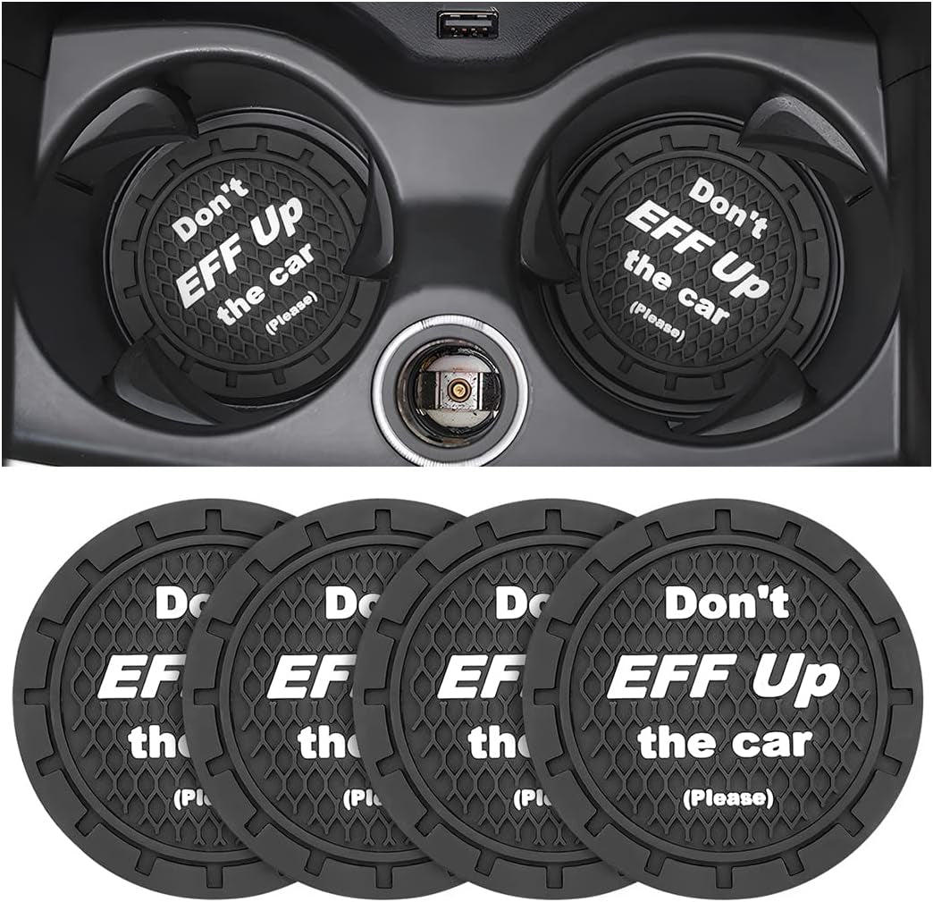 2 Pack Car Cup Holder Coasters, 2.75 Inch Non-Slip PVC Insert Cup Coaster, Anti-Scratch Auto Cup Mats for Women Men, Vehicle Interior Accessories Universal for Car, SUV, Truck (D Blue/2Pcs) TRUCK DRIVER