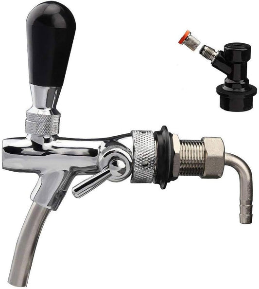 Beer Tap with Flow Control, Beer Draft Faucet Adurable, with Black Handle Lever & Liquid Ball Lock Post for Keg Home Bar