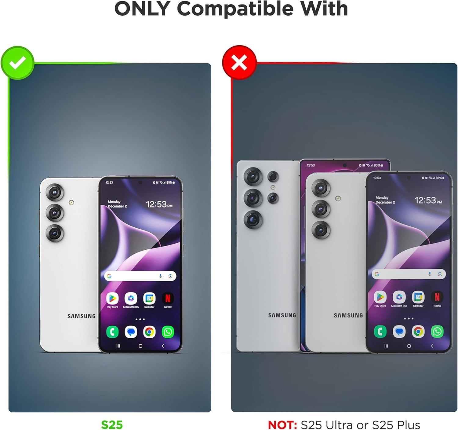 Belt Clip Case for Samsung Galaxy S25, (Slimline Series) Magnetic Holster Case, Compatible with Magsafe, Black (S25)