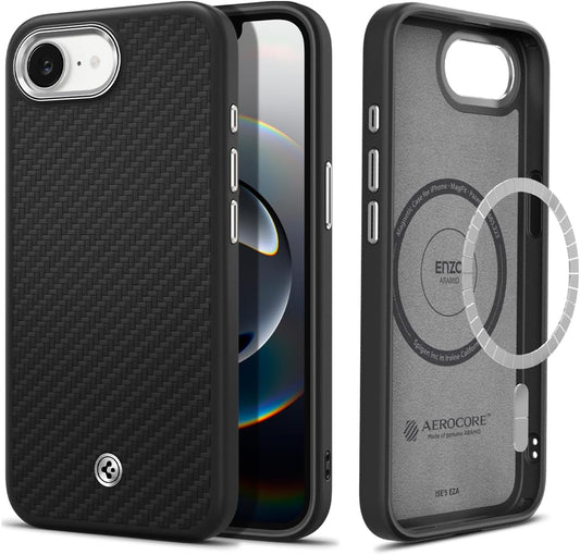 for Iphone 16E Case, Enzo Aramid [Compatible with Magsafe Accessories] [Military-Grade Protection] - Matte Black