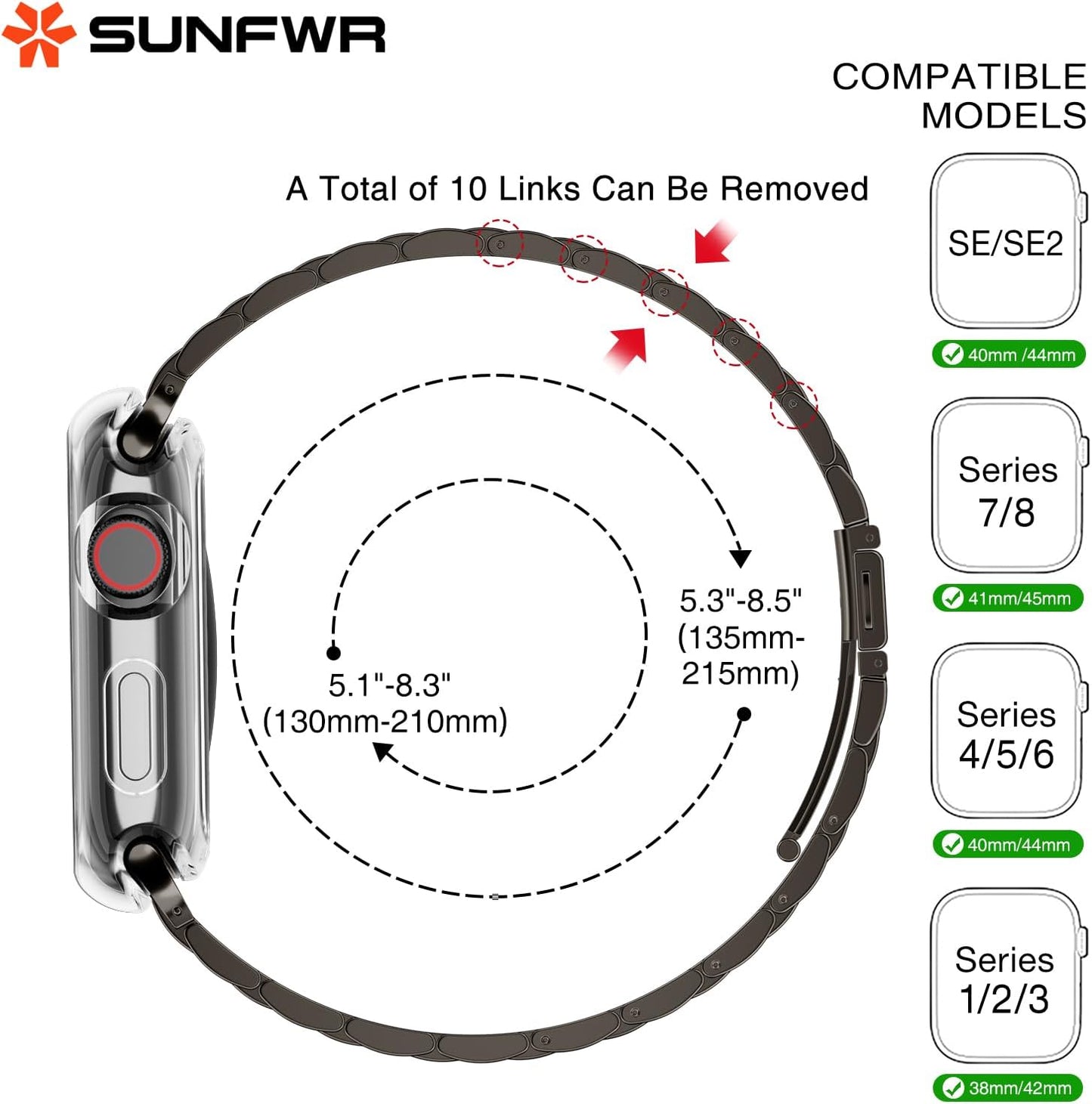 Compatible with Apple Watch Band 41Mm 40Mm 38Mm for Women Men, Stainless Steel Metal Iwatch Band with Case for Apple Watch Series 9/8/7/6/5/4/3/2/1/SE/SE2 (Gun Color, 38Mm/40Mm/41Mm)