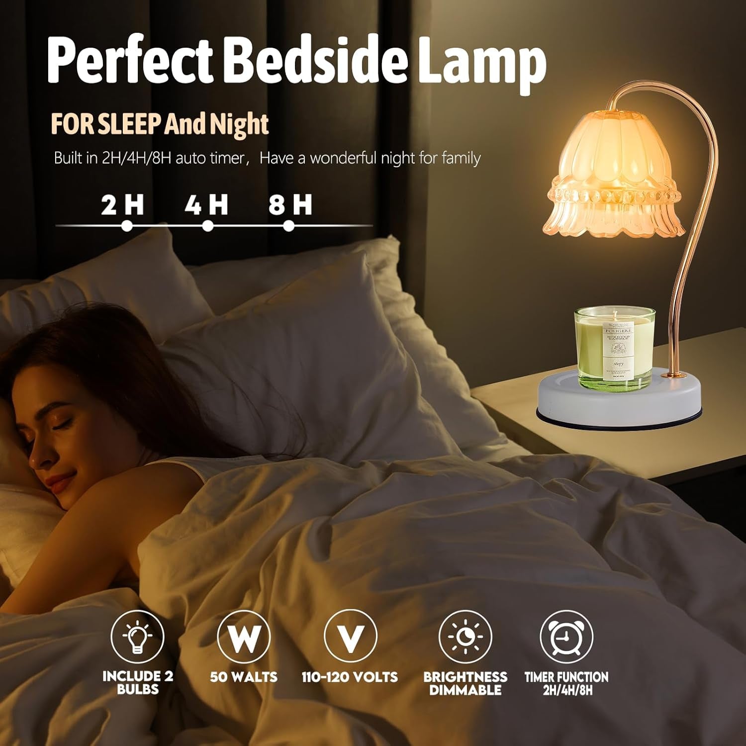 Fragrance Candle Warmer Lamp，Electric Candle Warmer with Timer & Dimmer，Mom Christmas Birthday Gifts for Women, House Warming Gifts New Home Bedroom Decor