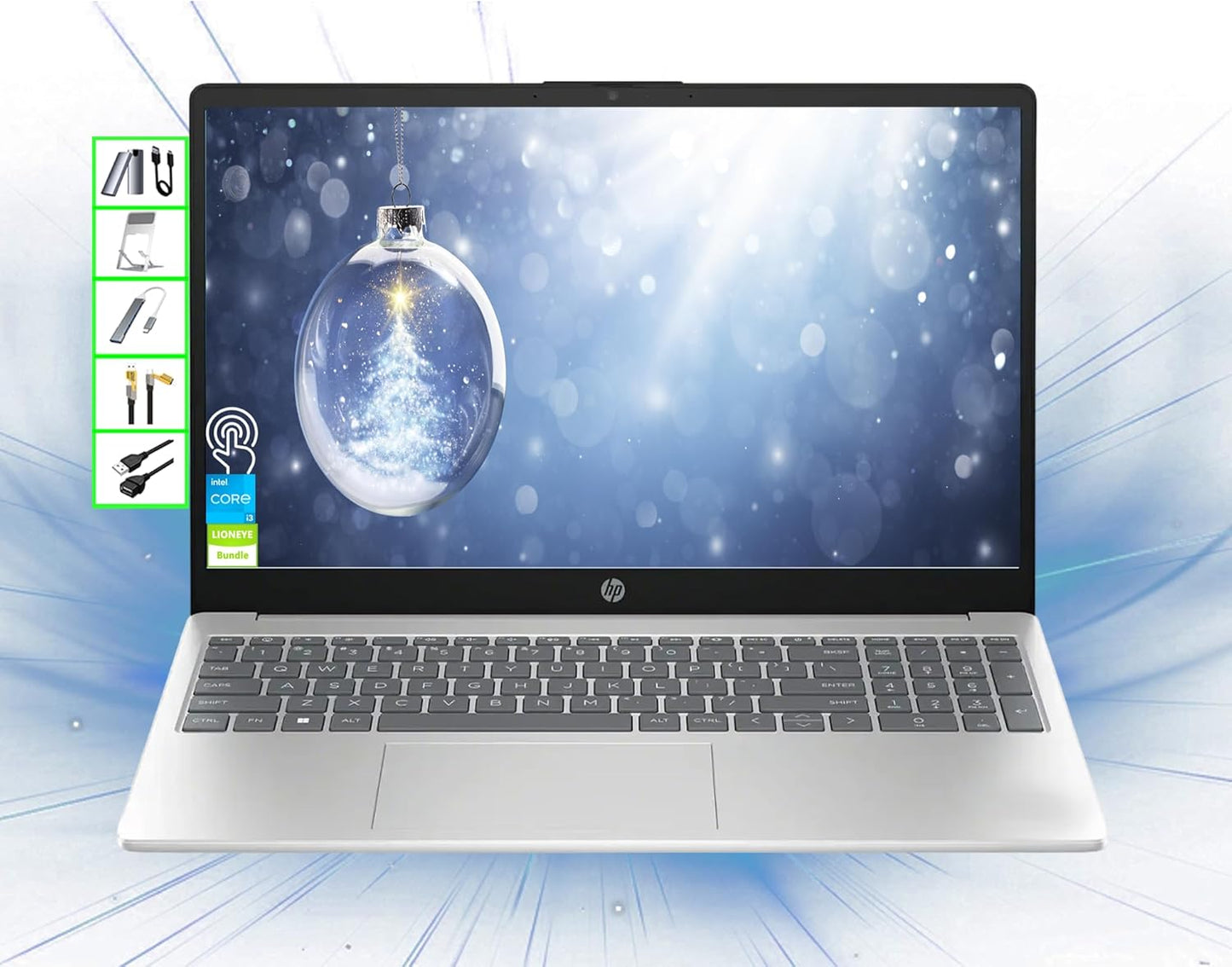 Ai-Powered Laptop | 15" HD Touchscreen Computer | 16GB RAM | 1TB SSD & 128GB Portable SSD | Intel 10-Core I5 CPU | Webcam | USB-C | Wi-Fi | Bluetooth | Copilot Ready | Windows 11 | LE Bundle