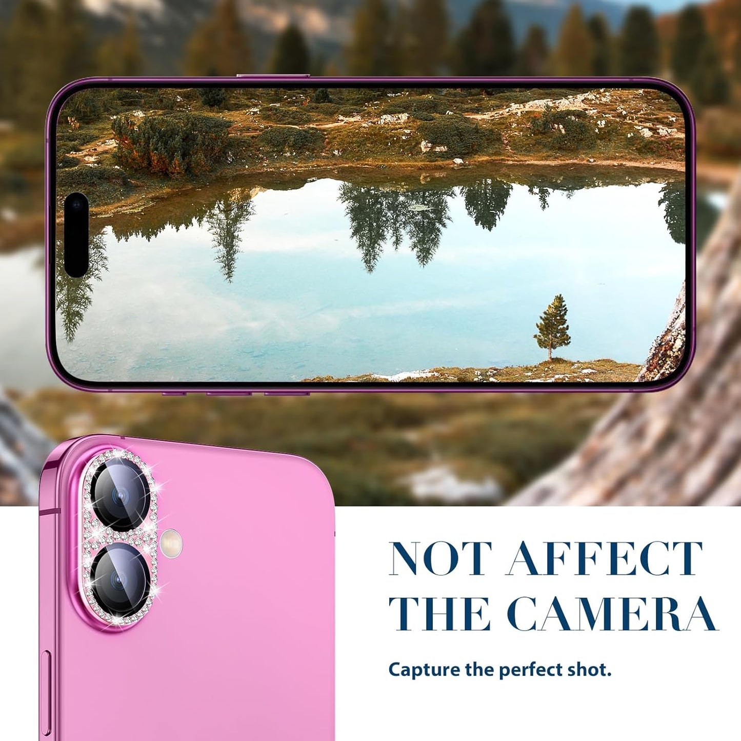 Compatible for Iphone 16 plus & 16 Camera Lens Protector, Bling Glitter Metal Cover Glass Lens Screen Protective Accessories for Iphone 16 Plus