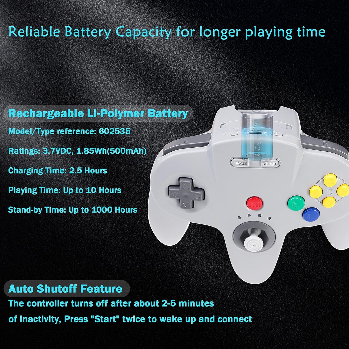 2.4 Ghz Wireless N64 Switch Online Controller, USB Receiver & N64 Receiver, Compatible with Windows PC Ios Mac Raspberry Pi, N64 / Switch Online/Nso - (Rechargeable) (Plug and Play) (2 Pack)