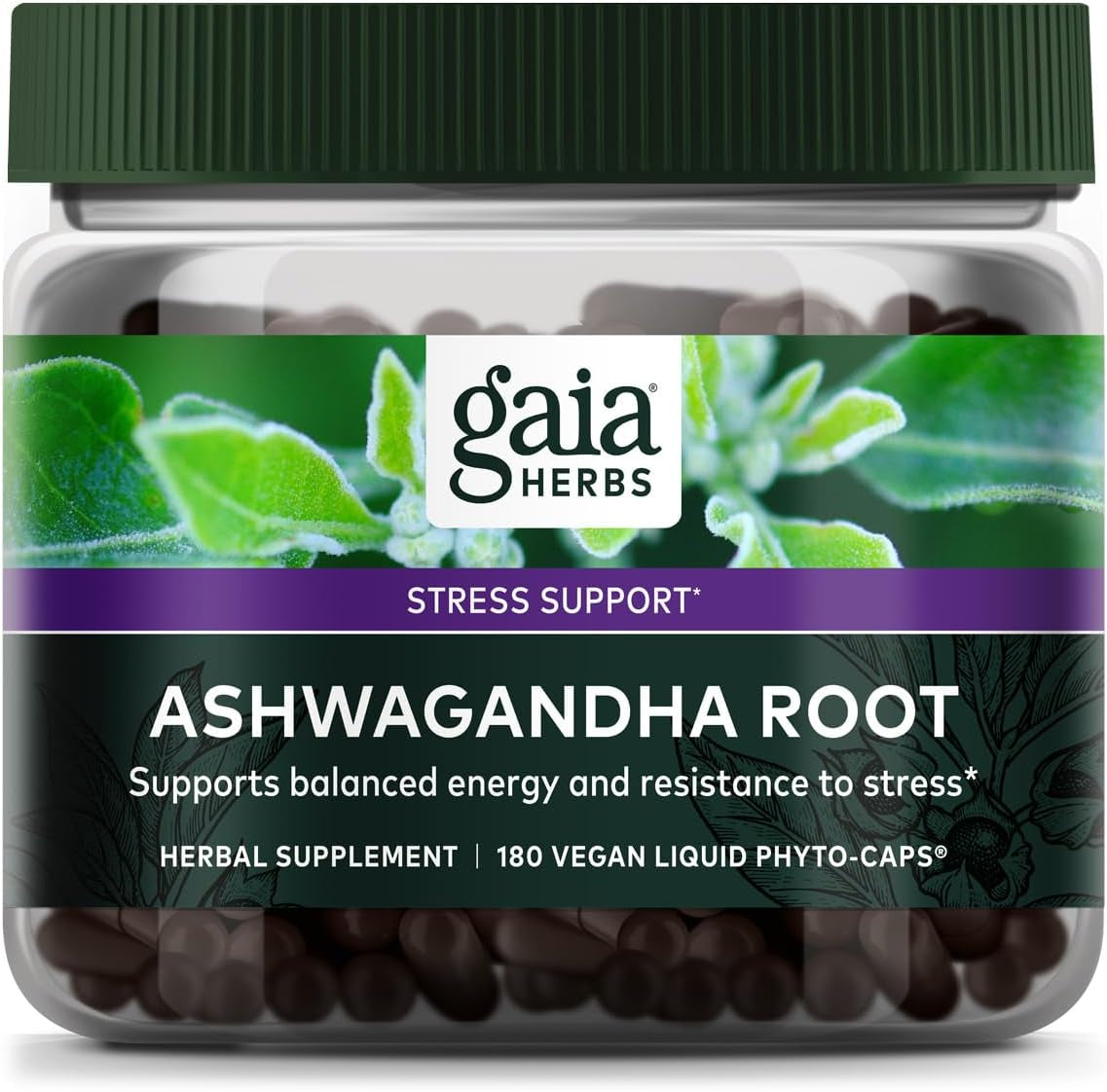 , Ashwagandha Root Vegan Liquid Phyto Capsules - Stress Relief, Immune Support Supplement, Balanced Energy Levels and Mood, 60-Count (Pack of 1) TLBH