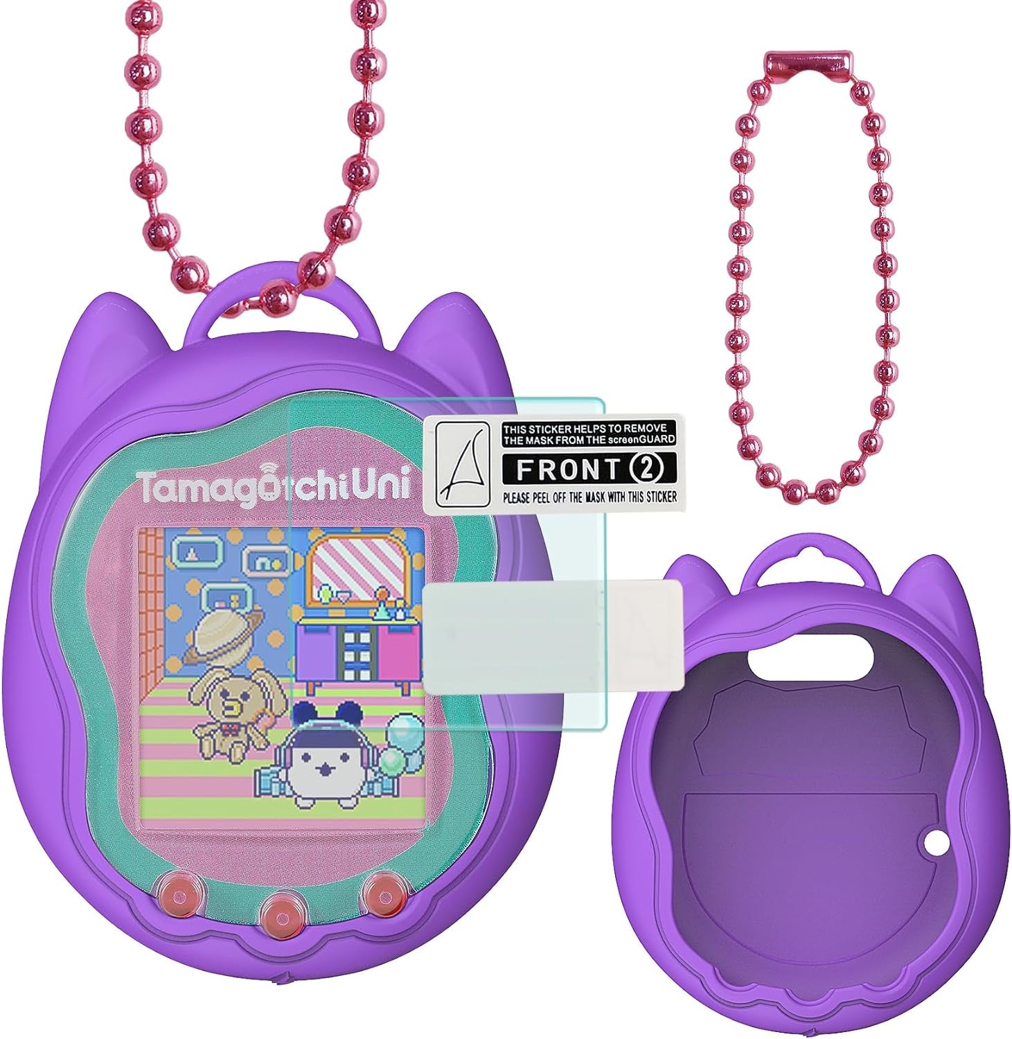 Silicone Cover Case for Tamagotchi Uni Interactive Virtual Pet, Screen Protector for Tamagotchi Uni Pet Band Accessories(Silicone Cover) (Purple) ZOUSA
