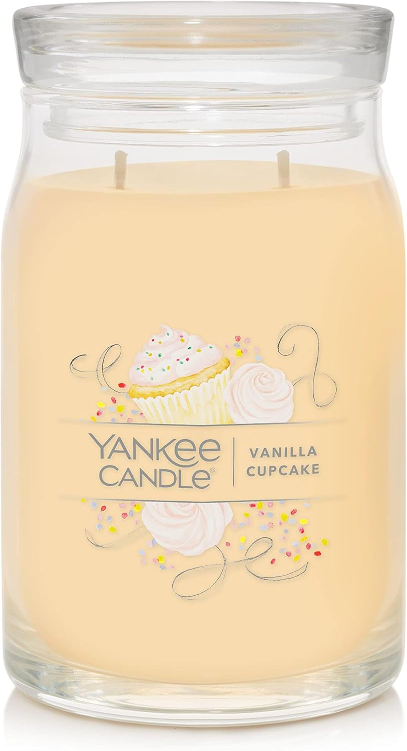 Vanilla Cupcake Scented Classic 22Oz Large Jar Single Wick Candle, over 110 Hours of Burn Time, Ideal for Creating Relaxing Ambience & Holiday Gifting
