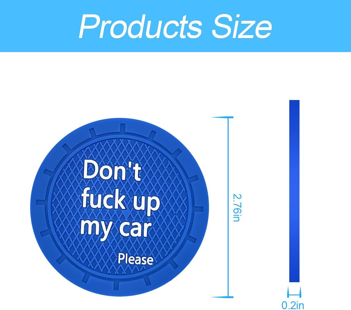 2 Pack Car Cup Holder Coasters, 2.75 Inch Non-Slip PVC Insert Cup Coaster, Anti-Scratch Auto Cup Mats for Women Men, Vehicle Interior Accessories Universal for Car, SUV, Truck (D Blue/2Pcs) TRUCK DRIVER