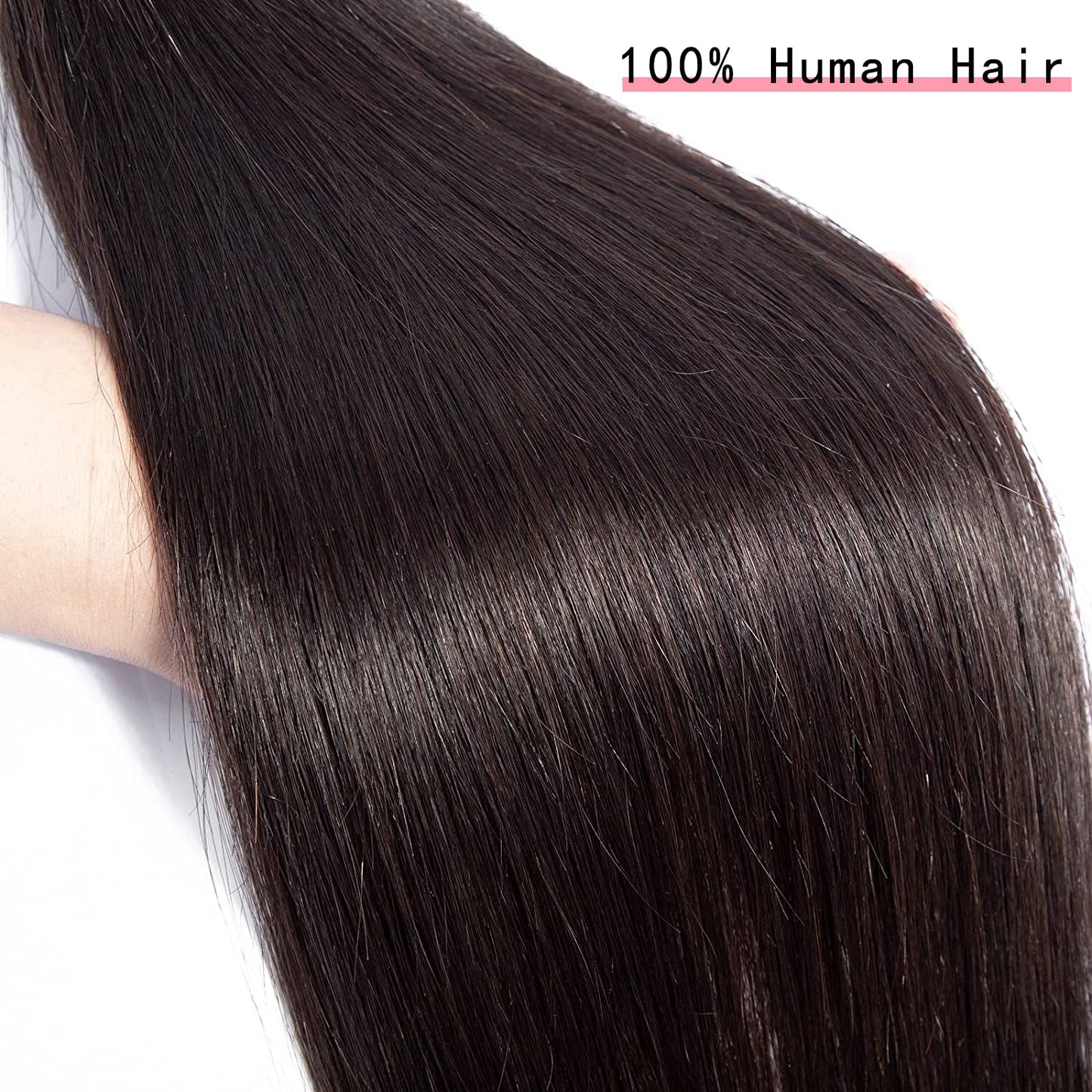 Straight Bundles 14 Inch 1 Bundle Human Hair 100% Unprocessed Brazilian Virgin Human Hair Extensions Double Weft No Split Bundle Natural Color Full and Thick(14 Inch)