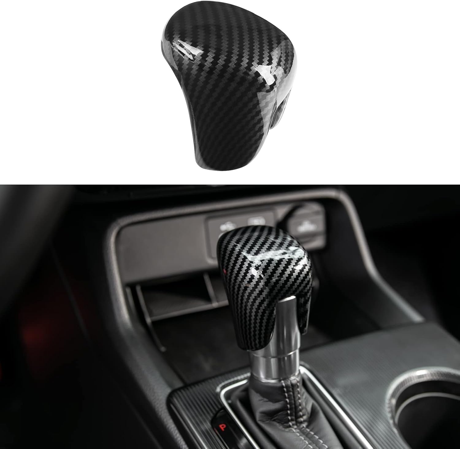 Compatible with Honda Civic 2022 2023 2024 2025 for CRV HRV 2023 2024 2025 for Accord 2018-2024 2025 Accessories Car Center Console Gear Shift Knob Cover Trim Cap -Red Carbon