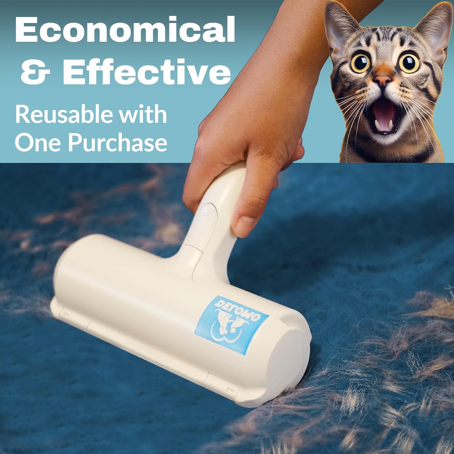 Pet Hair Remover - Lint Roller for Pet Hair - Cat and Dog Hair Remover for Couch, Furniture, Carpet, Car Seat, Reusable Roller with Self-Cleaning Base - Upgraded Animal Fur Removal Tool