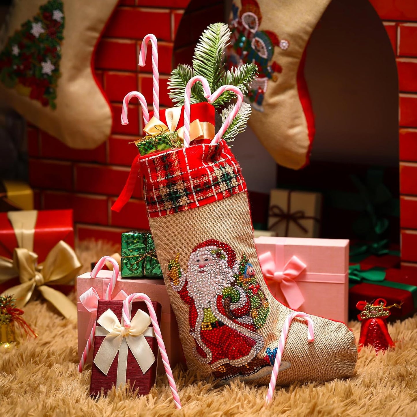50 Pieces Christmas Plastic Candy Cane 5.9 Inches Christmas Tree Hanging Ornament Decoration Twisted Tree Candy Cane Ornament for Xmas Holiday Party Favor (Pink and White)