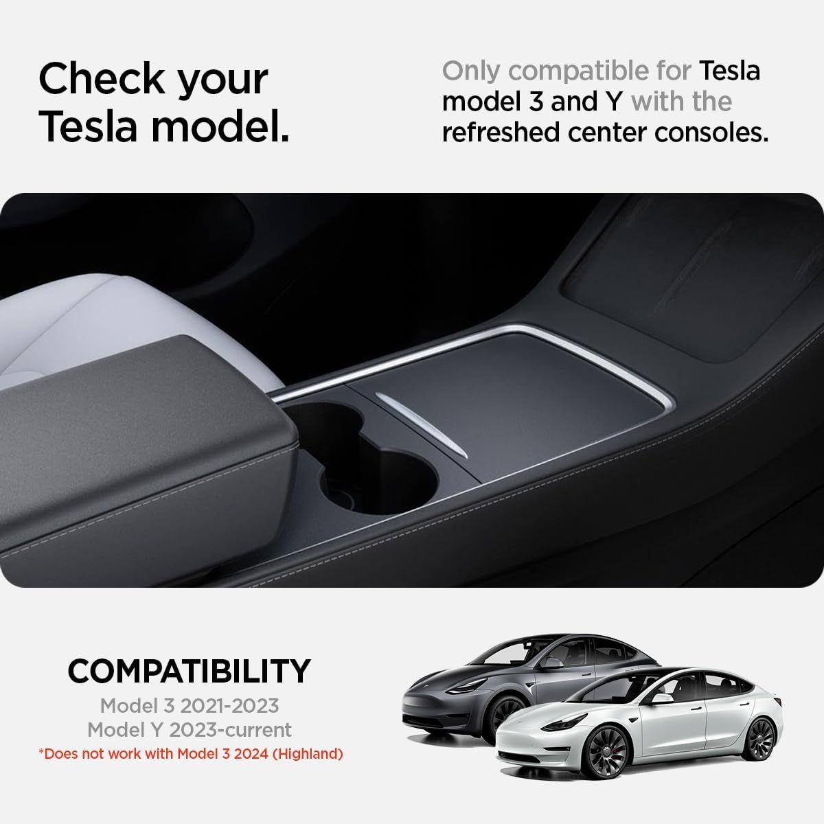 Armrest Console Organizer (Carbon Edition) Designed for Tesla Model 3/Y 2024/2023/2022 [Not Compatible with Model 3 2024 Refresh]